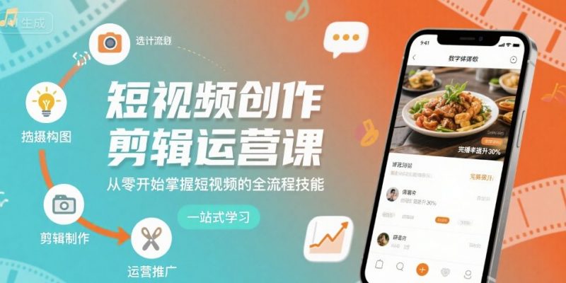 短视频创作剪辑运营课，从零开始掌握短视频的全流程技能