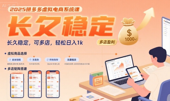 图片[1]-2025拼多多虚拟电商系统课，长久稳定，可多店，轻松日入1k