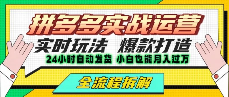 图片[1]-拼多多最新实战运营高投产：长久稳定项目，单店利润一天三位数