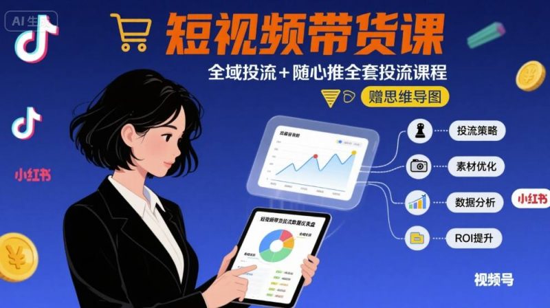 图片[1]-最新短视频带货课，全域投流+随心推全套投流课程+思维导图